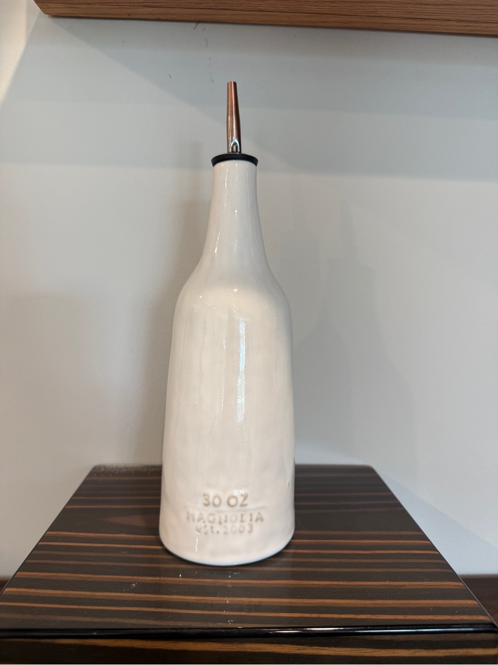 Magnolia Cream Ceramic 30oz Oil Pourer